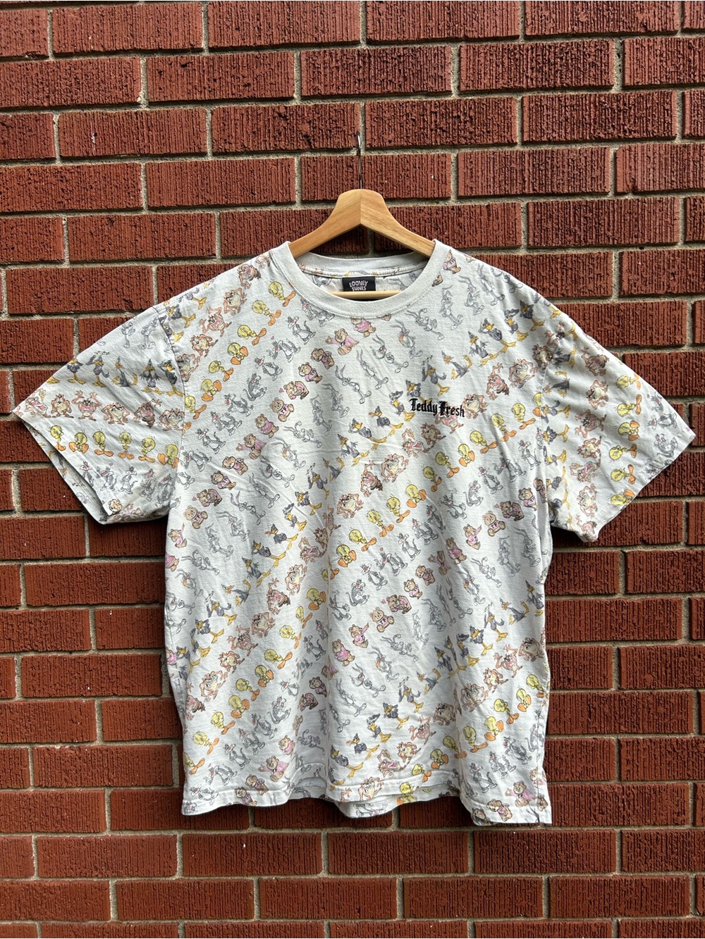 Teddy Fresh x Looney Tunes All Over Print Graphic T-Shirt Grey 3XL